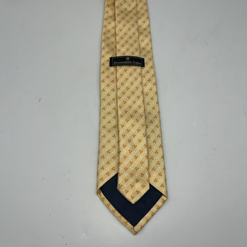 ERMENEGILDO ZEGNA Made Italy Dress Tie Men's Silk Gold with Multicolor Designs